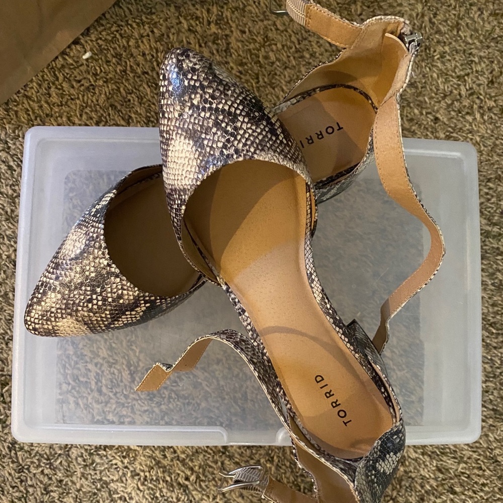 Torrid Pointed Closed toed snake print shoe
